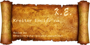 Kreiter Enciána névjegykártya